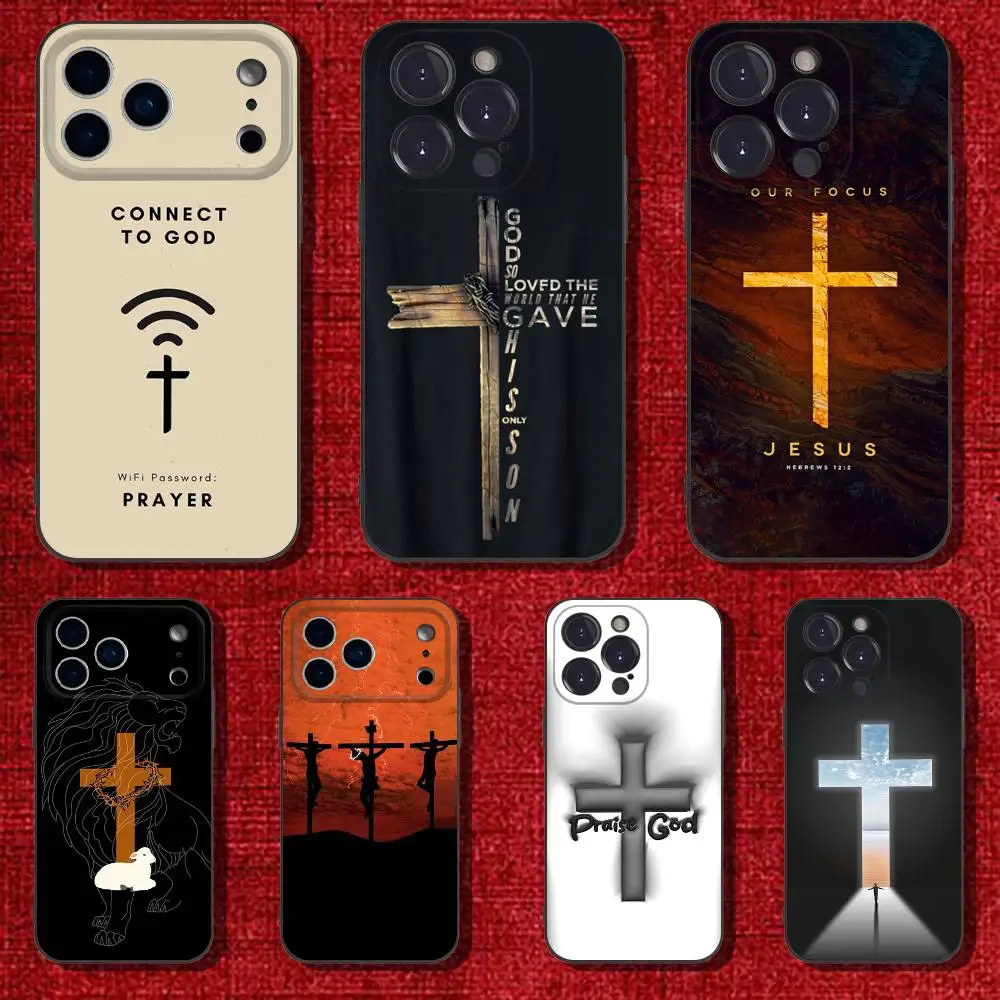 

Bible Jesus Christian Cross Phone Case For iPhone 6,17,16,15,14,13,12,11 Plus,Pro Max,XS,X,XR,SE,Mini,Soft Silicone Black Cover