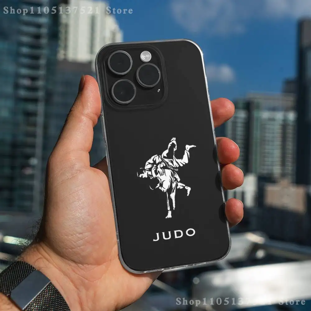 Capa de telefone japonesa para artes marciais, judô, para iphone 17,16,15,14,13,12,11 pro, max, plus, x,xs,xr, se4, e mini capa macia transparente