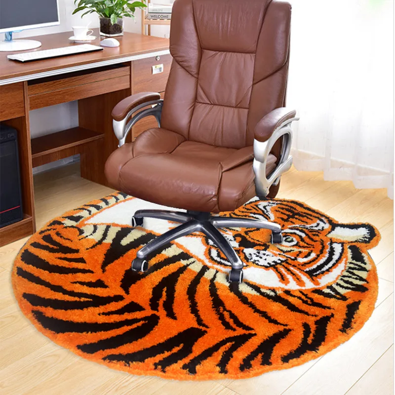 Tiger Rug 3D Animal Round Carpet Living Room Decoration Absorbent Floor Mats For Home Bathroom Bedroom Bedside Mat Anti-Slip