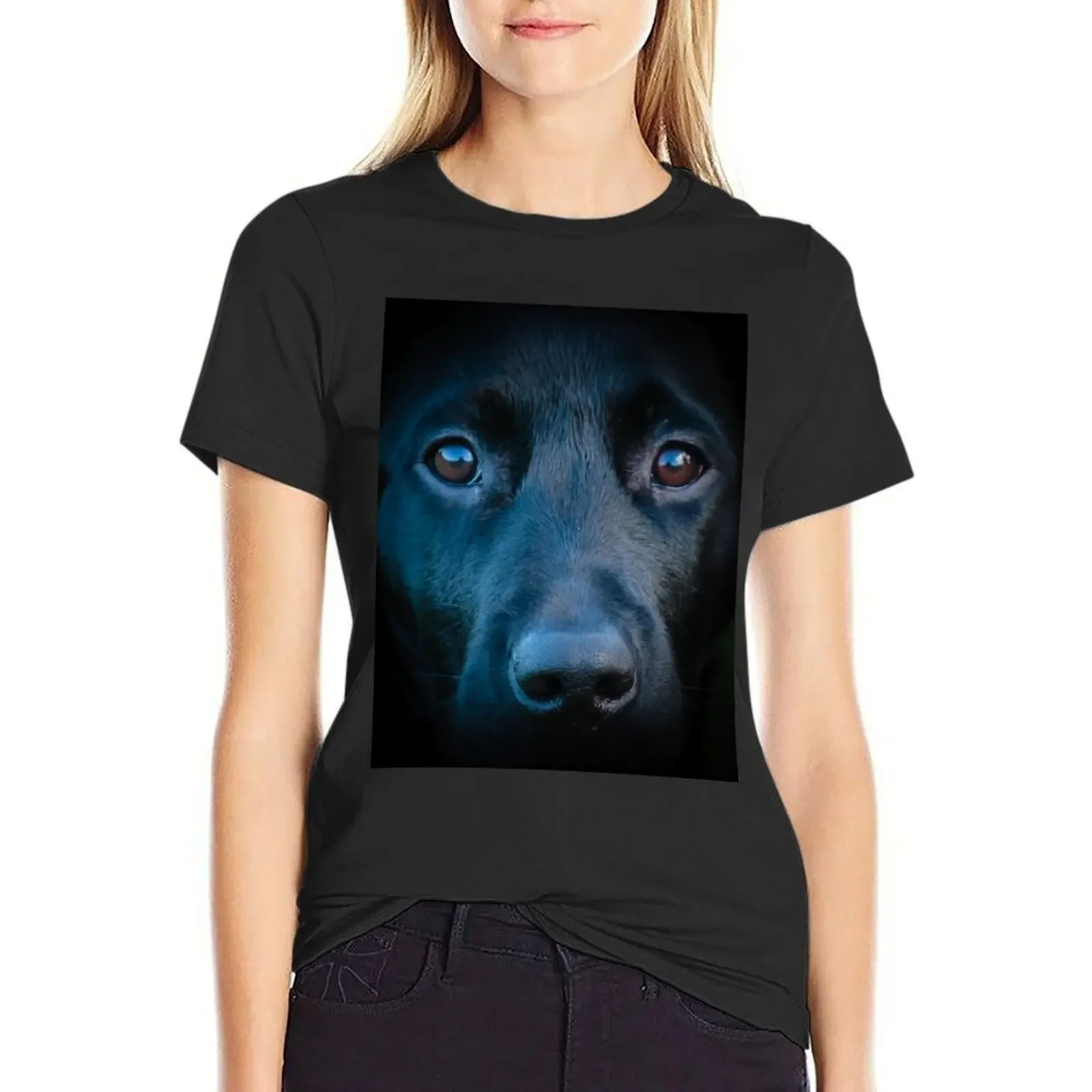 

Black Labrador face T-Shirt cute tops shirts graphic tees summer top t-shirts for Women loose fit