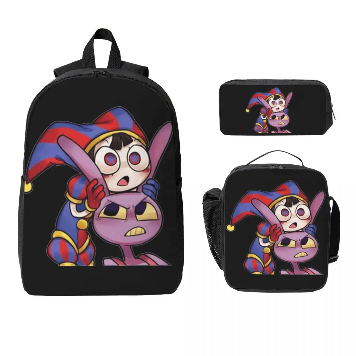 

Pomni Tadc Jax The Amazing Circus Рюкзак для мальчиков и девочек BookBag Школьная сумка для ноутбука Сумки на плечо 3ps Изолированная сумка для обеда Пенал