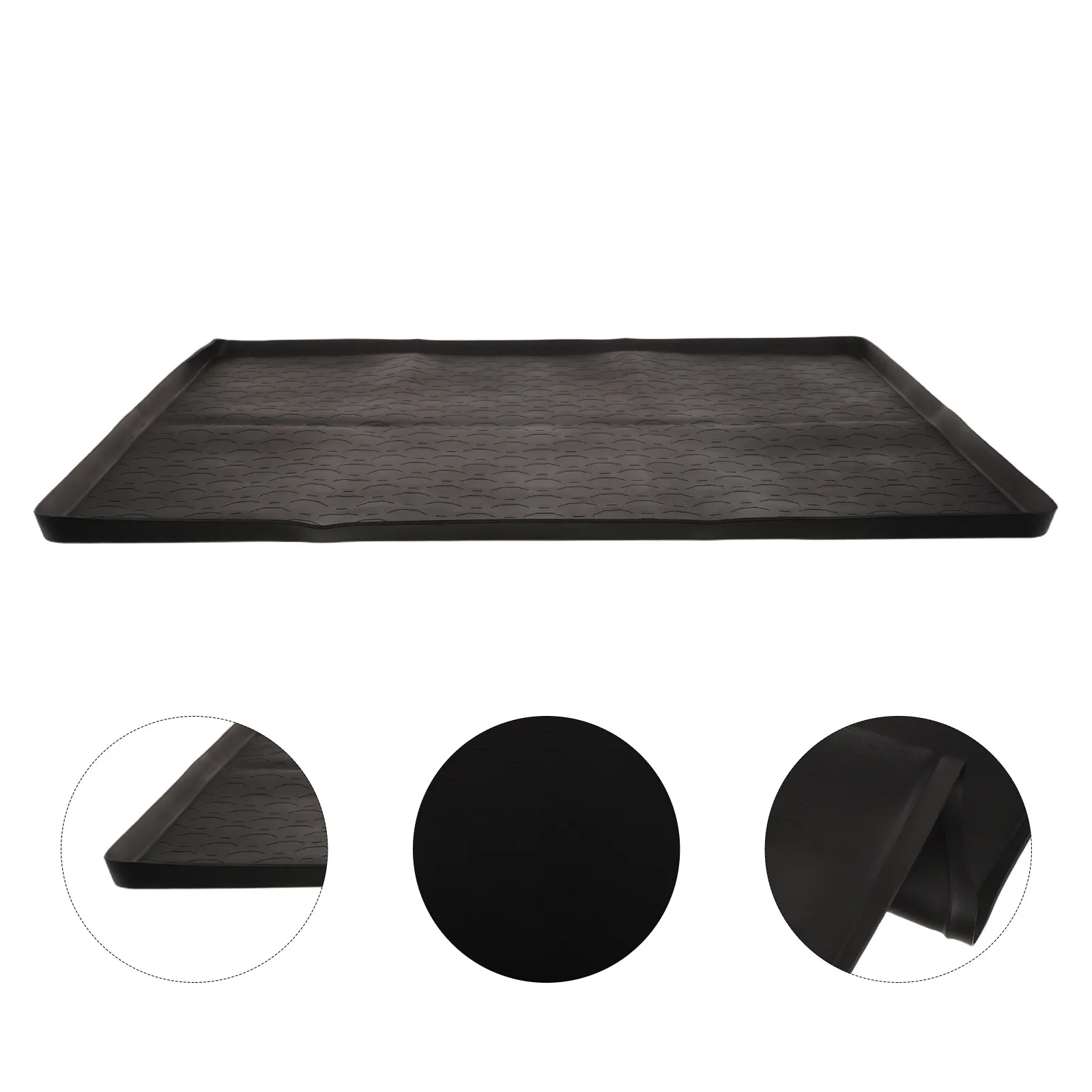 Silicone Waterproof Non Slip Trash Can Mat Raised Edge Cornerfit Kitchen Floor Scratch Protection Tray Under Garbage Can Spill