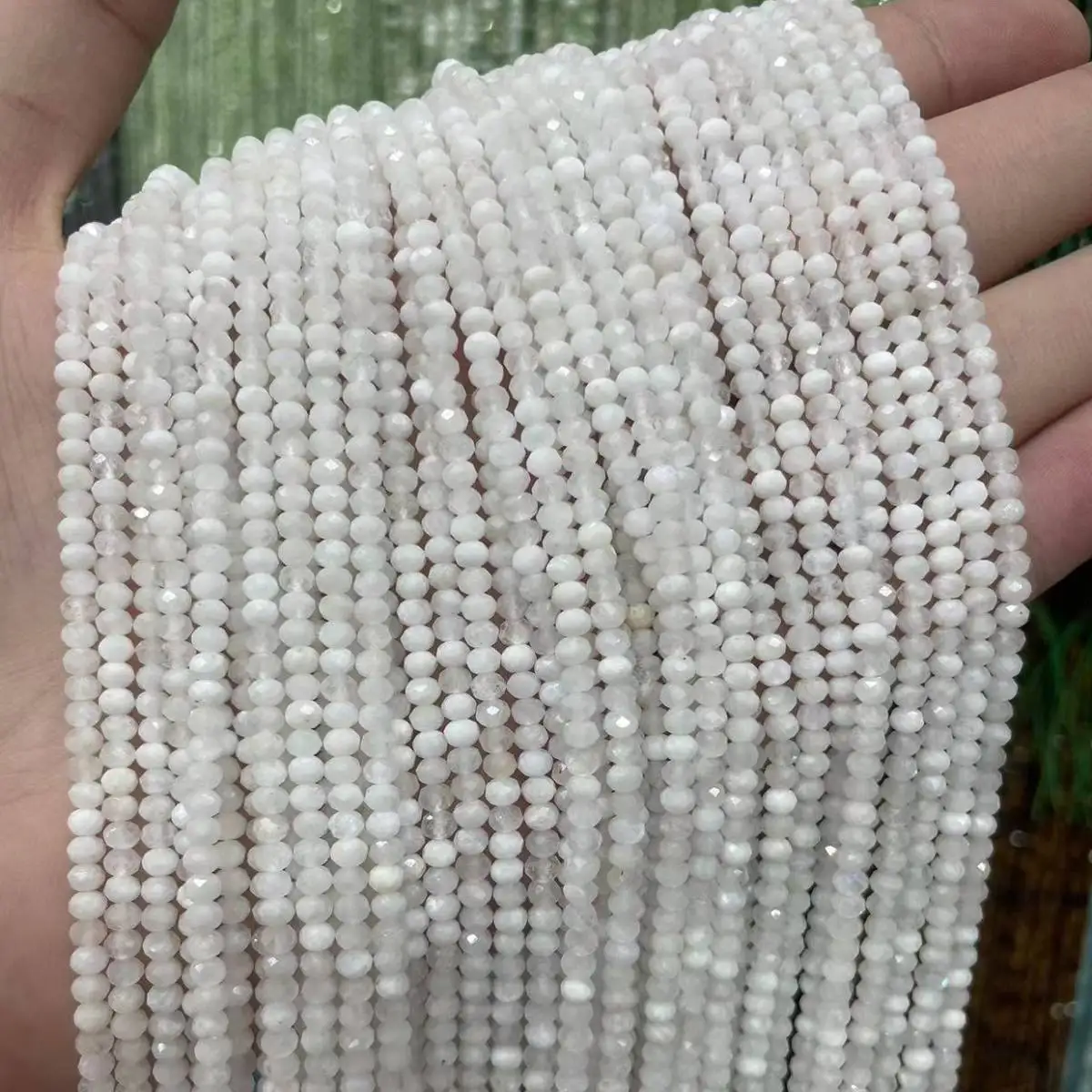 

100% Natural Stone Beads Moonstone Faceted Rondelle Spacer Beads 3x4mm For Jewelry DIY Bracelet Necklace Making