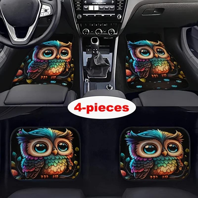 

Suitable for All Car Models, 4pcs Set Owl Pattern Car Carpet, for All-Season Vehicle Carpet, with Non-Slip Base, Easy-To-Clean Car Interior Additions
