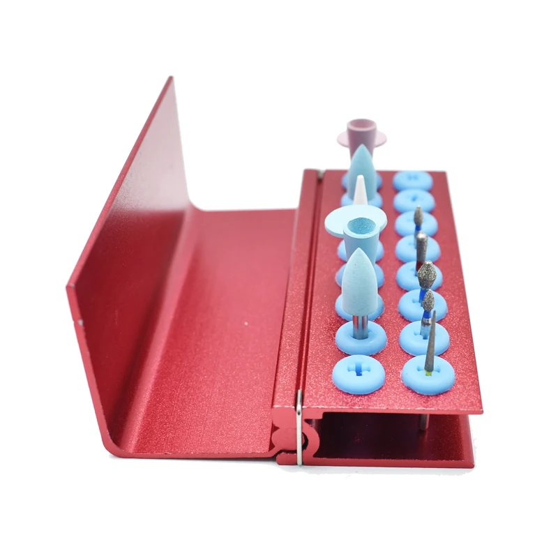 16 Holes Dental Burs Holder for High Speed Burs& Low Speed Burs Compatible Bur  With Silicone Disinfection Box