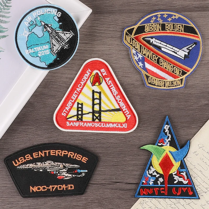 Embroidery Label Clothing Accessories Cap Badge Space Crew Badge Cloth Patch Fabric Patches Iron on Transfers for Clothing