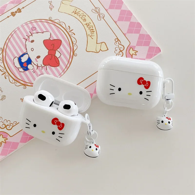 Hello Kitty dla etui Airpods Pro 2, białe twarde etui ochronne na słuchawki PC dla etui Airpods Pro/etui Airpods 3 dla dziewczynek