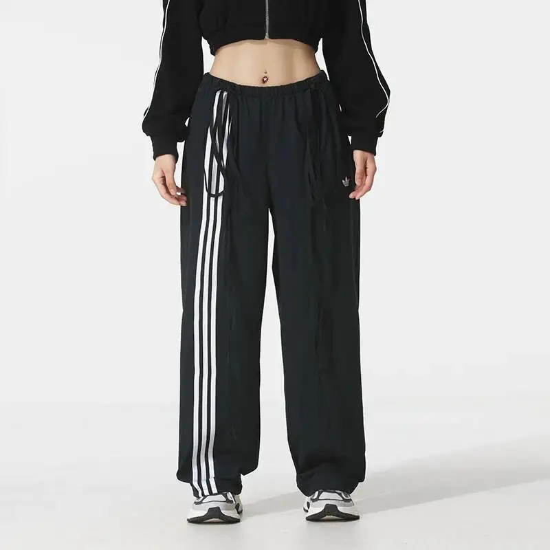 BEST (Adidas) Adidas Trefoil Women's New Style Sports Trendy Fashion Comfortable Fitness Training Casual Woven Long Pants Jv9727
