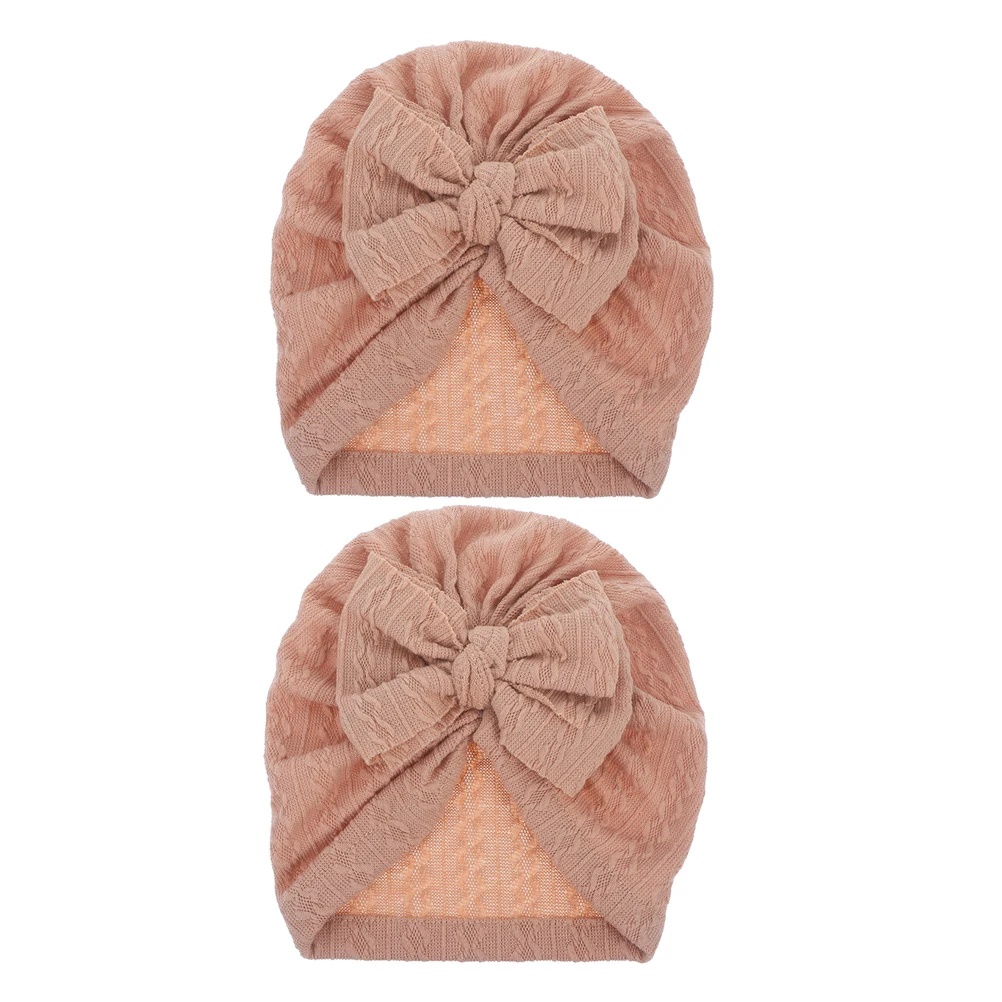 

2pcs Bow Hats Infant Turban Caps Newborn Baby Stretchy Head Wraps Adjustable Bonnets Toddler Hair Accessories Gift Soft