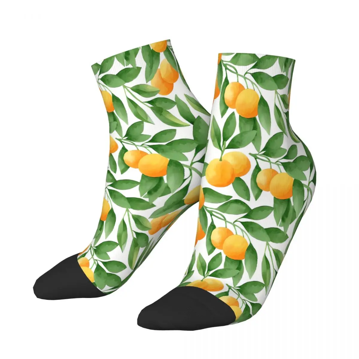 Watercolor Tangerines Pattern Ankle Socks Male Mens Women Spring Stockings Hip Hop