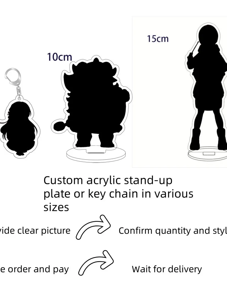 Porte-clés en acrylique personnalisé ou personnages de dessins animés, photos de personnages, images d'animaux de compagnie 6 cm 10 cm 15 cm ou autres tailles