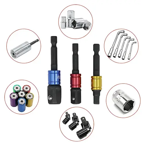 3pcs Impact Driver Socket Extension Adapter Extended Converter Power Drill Hex To High Speed Nut Male Square Wrench 1/4 3/8 1/2 - Image 2