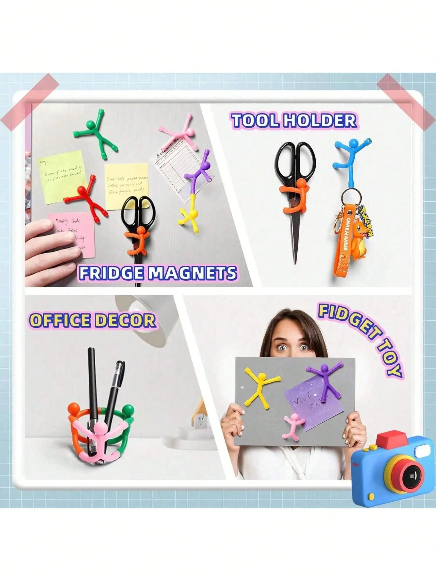 Creative Wall-Climbing Rubber Matchstick Man Hand-in-Hand Strong Magnetism Crawling Toy, Refrigerator Magnet Man view 6