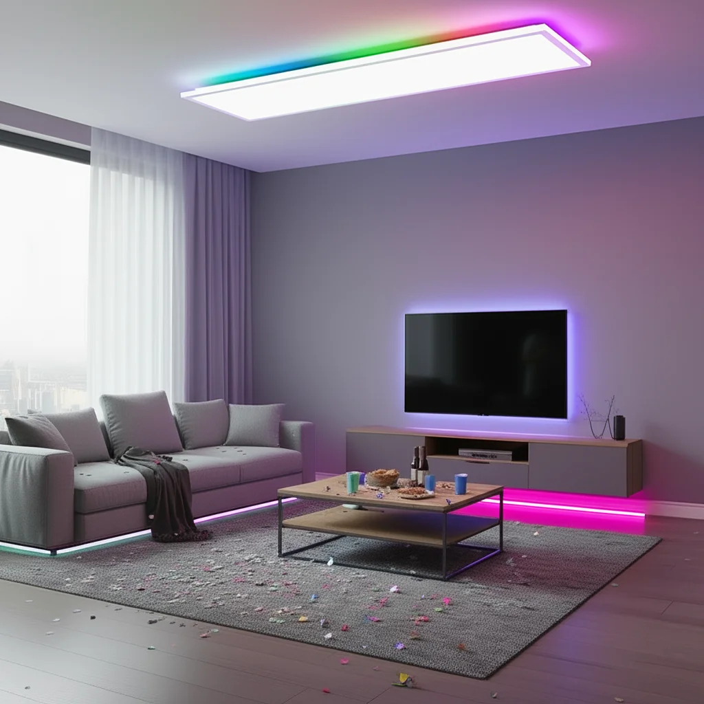 3-Pack RGB LED Panel Ceiling Light 100cm, 30W 3300LM, 3000–6500K, Remote & Memory Function for Living Room, Bedroom, Kitchen