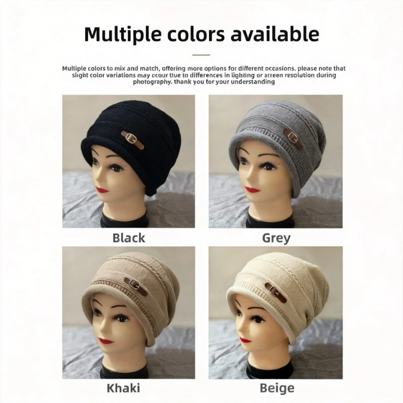 Women's Knit Beanie Hat Autumn Winter Warm Plush Fleece Lined Large Size Full Coverage Stackable Design Outdoor Activities Daily