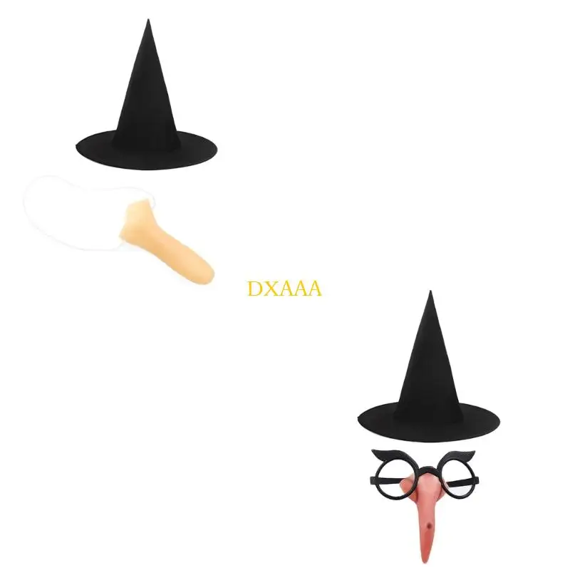 

DXAA Women Witch Costume Witch Hat Eyeglasses with Nose Adult Halloween Witch Costume for Women Halloween Masquerade Cosplay