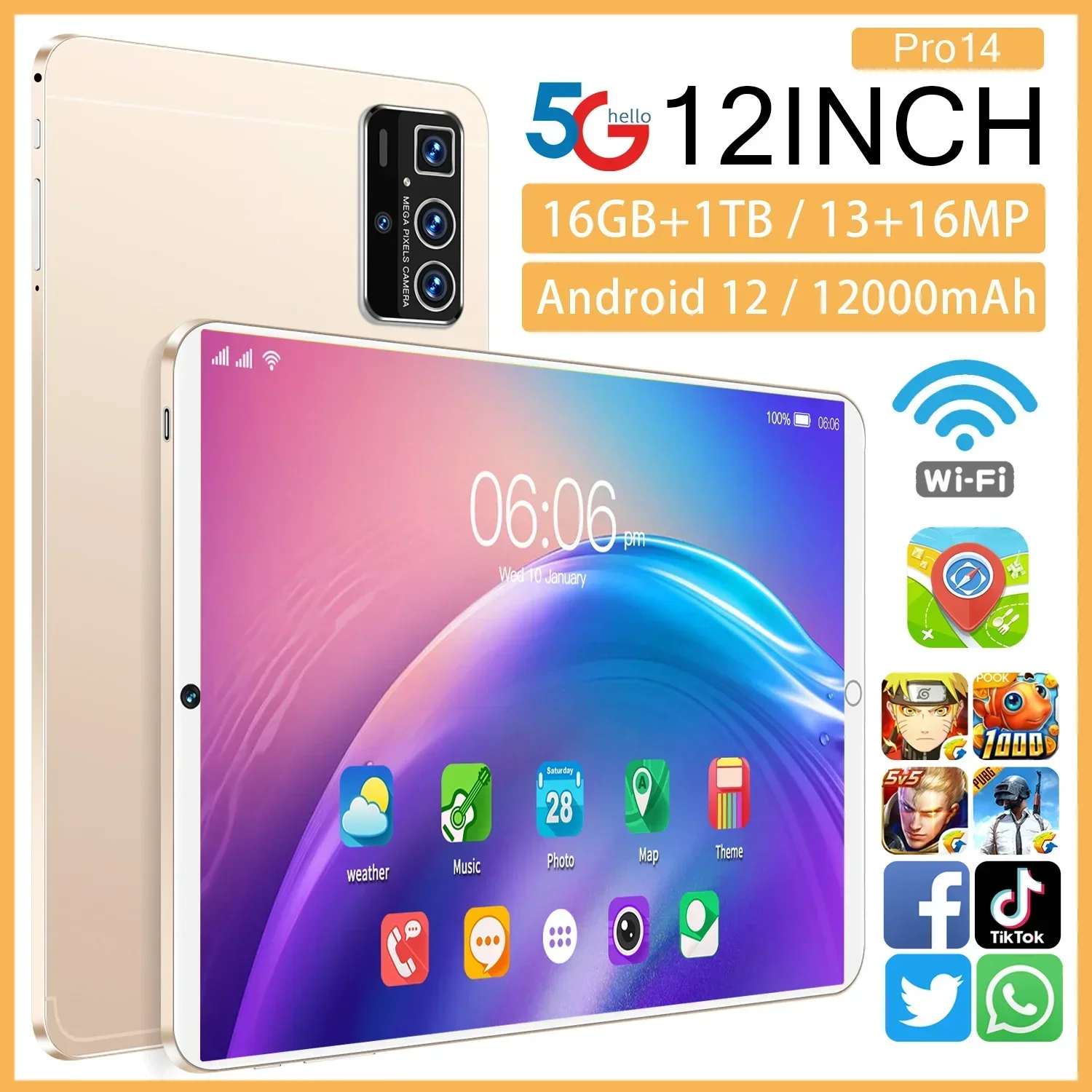 2024 جديد Pro14 12 بوصة مخصص 4G LTE Tab 2000*1200 2K Oem 16GB + 1 تيرا بايت أندرويد 12.0 ثماني النواة 2 في 1 كمبيوتر لوحي للألعاب #2
