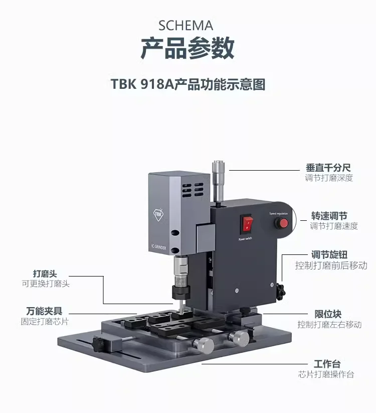 TBK918A intelligent chip grinding machine mobile phone motherboard CPU hard disk semi-automatic repair screen IC grinder