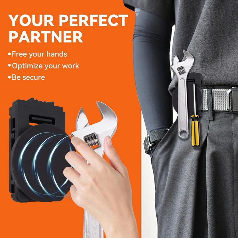 4 buah sarung sabuk klip magnetik, sarung peralatan magnetik dengan klip sabuk dudukan alat magnetik untuk sabuk obeng