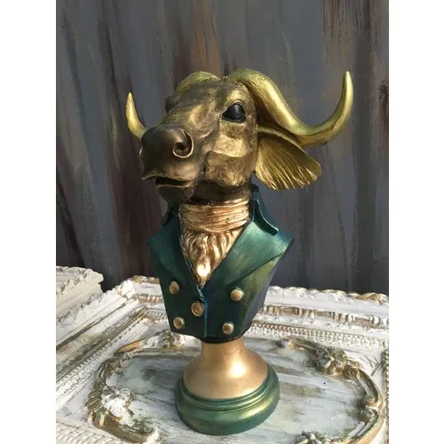 Sister Home Design Bull Gold & Green Pattern Decorative Object & Trinket