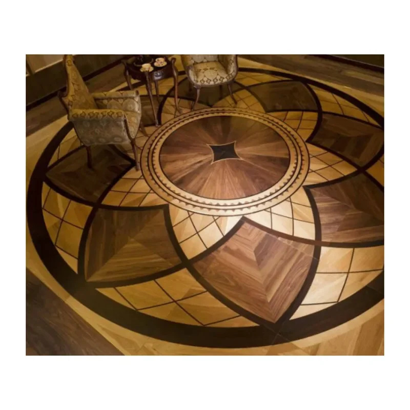 Custom Made Lobby Wooden Floor Oak Engineered Big Size Art Parquet Flooring