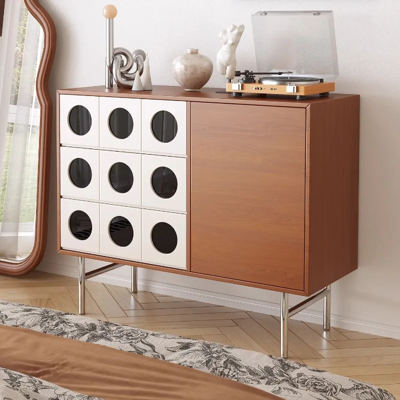 

Medieval solid wood dining side cabinet, living room storage against the wall storage cabinet, tea cabinet， coffee cabinet