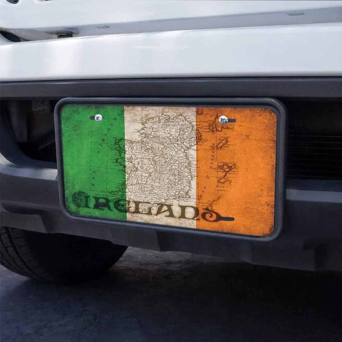 License Plate Ireland Vintage Flag Irish Decorative Car Front License Plate Metal Car Plate Aluminum License Plate for Men Women