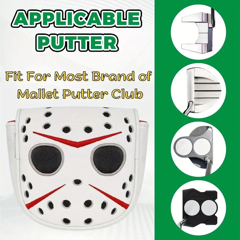 Hockey Goalie Mask Golf Mallet Putter Headcover PU Leather Magnetic Closure Waterproof Golf Club Protector Golf Accessories