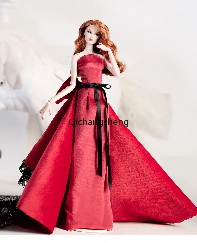 

1:6 Elegant Red Bride Dress for Barbie Doll Clothes Outfit Handmade Advanced Customized Wedding Gown 11.5" Dolls Accessories Toy