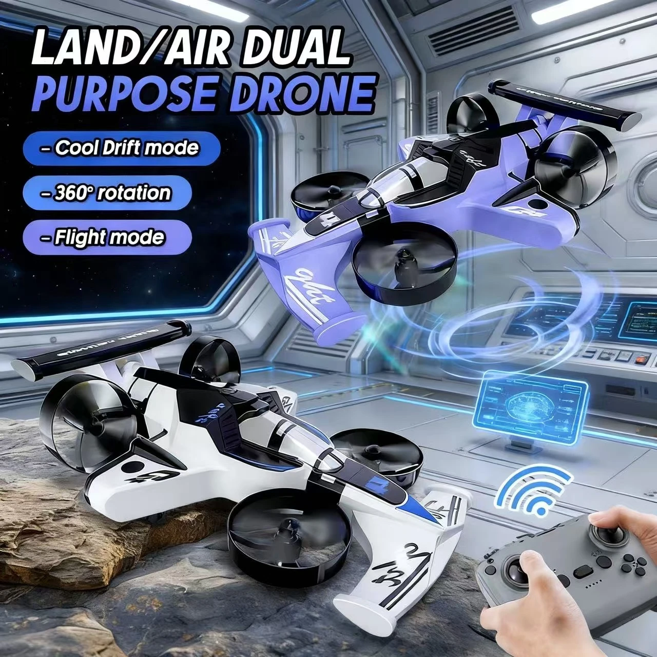 2in1 Mini Drone Air-Ground Flying Car 2.4G Dual Mode Quadcopter Racing Professional RC Car Children Off-Road Toy Kid Adult Gifts