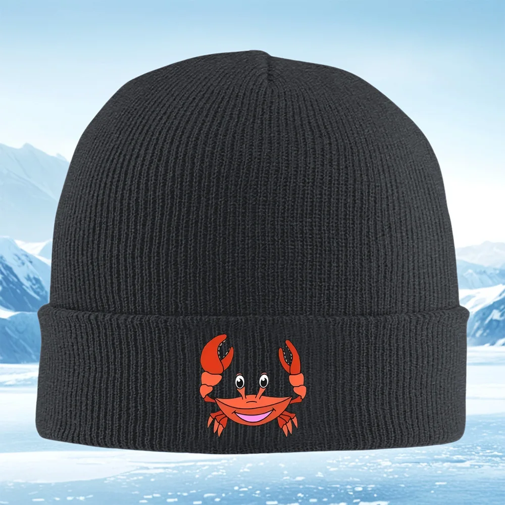 يبتسم السلطعون مع مخالب كبيرة محبوك قبعة الرجال النساء للجنسين قبعة صغيرة البلوز قبعة الشتاء الحرارية الدافئة عيد الميلاد في الهواء الطلق ركوب الدراجات Hik #1