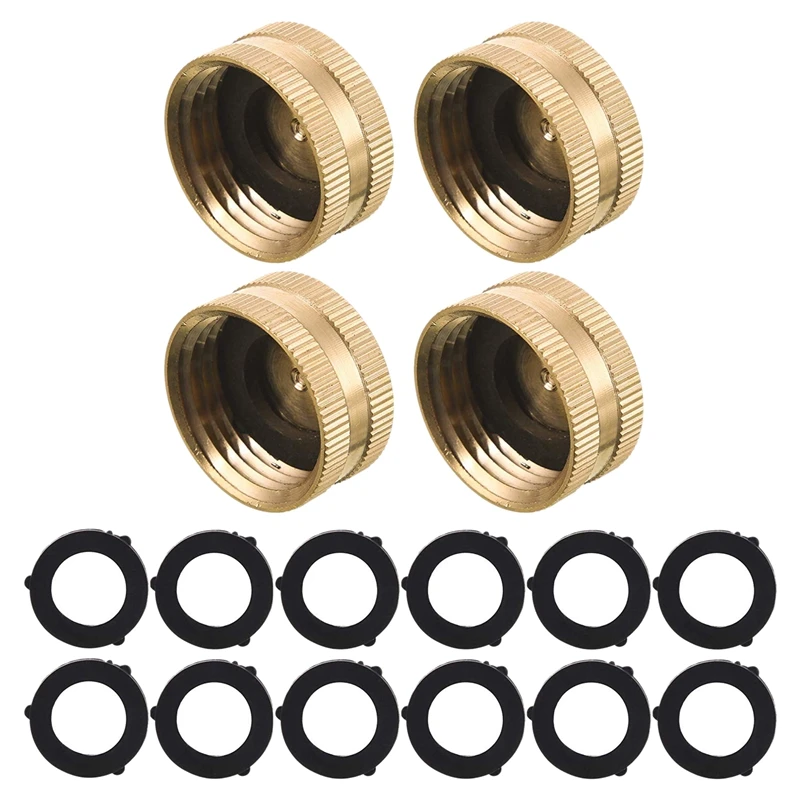 

Garden Hose Female End Cap, Brass Spigot Cap, 3/4 Inch, 4-Pack With Extra 12 Washers