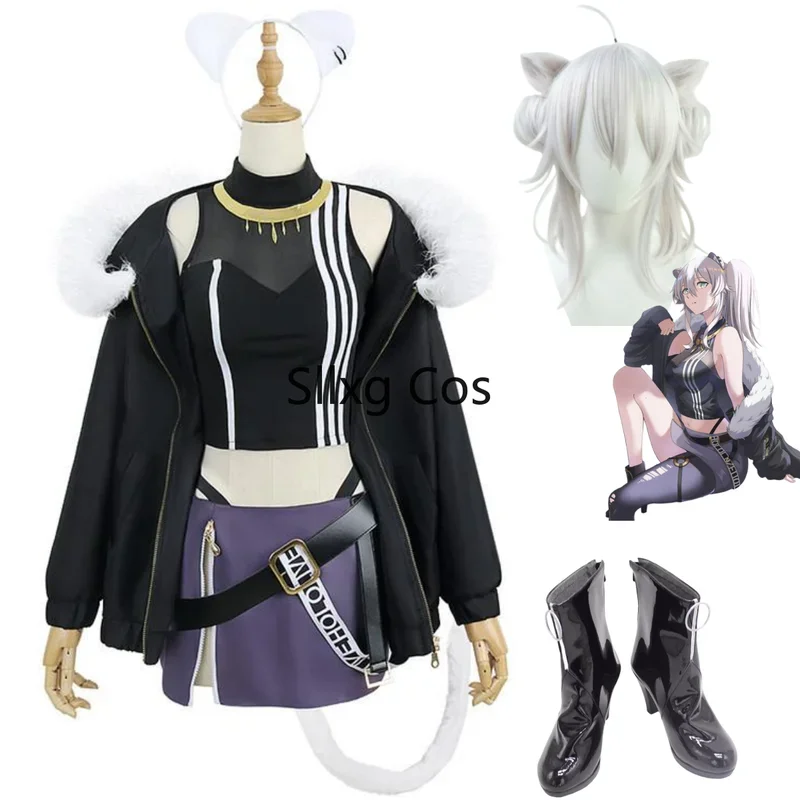 

FC6Anime Virtual YouTuber Shishiro Botan Cosplay Costume VTuber Hololive Wig Daily Woolen Collar Coat Woman Sexy Carnival P@FC8！