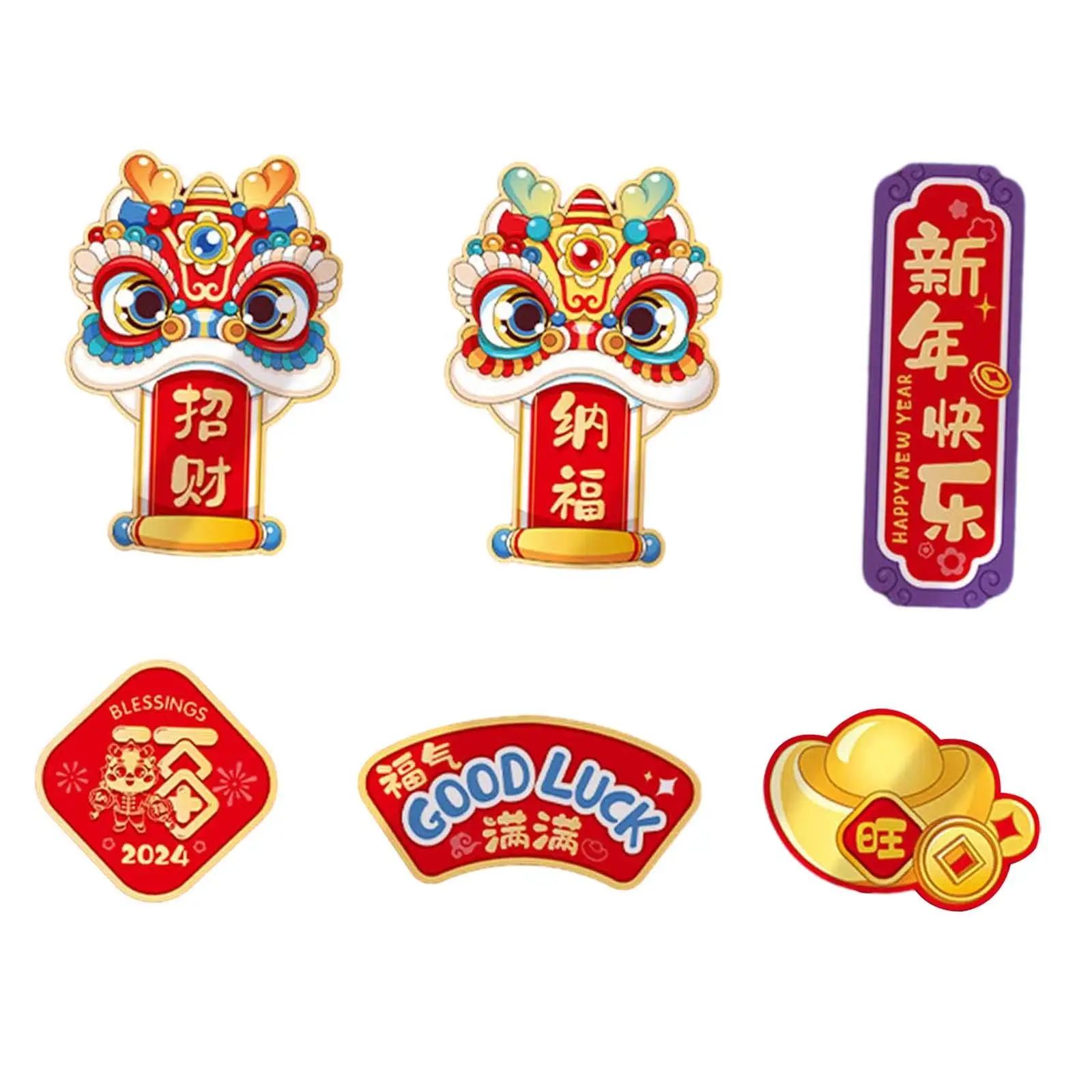 6Pcs Chinese New Year Refrigerator Magnets Ornament for Door