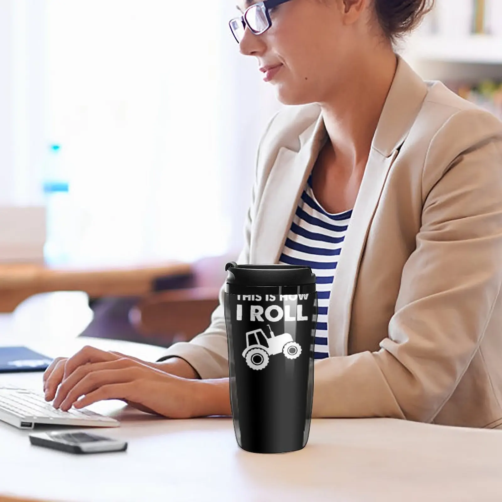 New This is how I roll - funny farmer Travel Coffee Mug Coffee Mug Thermal Glass For Coffee Coffee Accessories