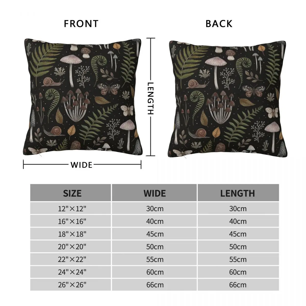 Forest Treasures Square Pillowcase Polyester Linen Velvet Printed Zip Decor Bed Cushion Cover