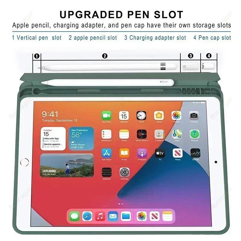 Etui na iPada 10.2 cala 2021/2020/2019 (9th/8th/7th) z uchwytem na ołówek Pokrowiec na tablet Funda iPad Air3 Pro 10.5 iPad 9.7 2017 2018