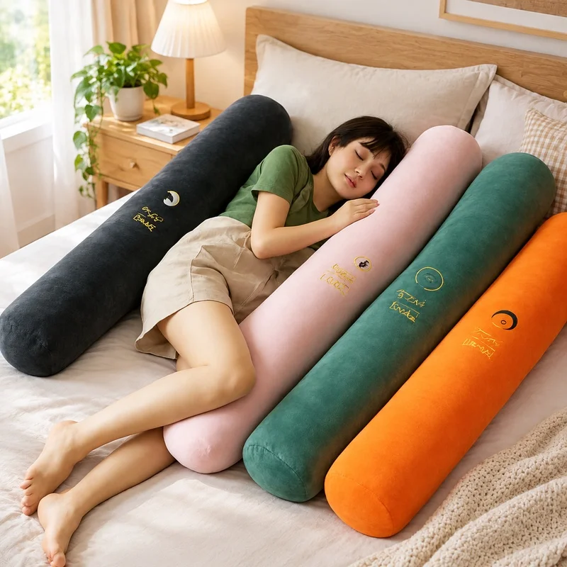 Ergonomic Long Pregnancy Bolster Pillow for Side Sleeping and Bedtime Reading, Versatile Comfort Cushion