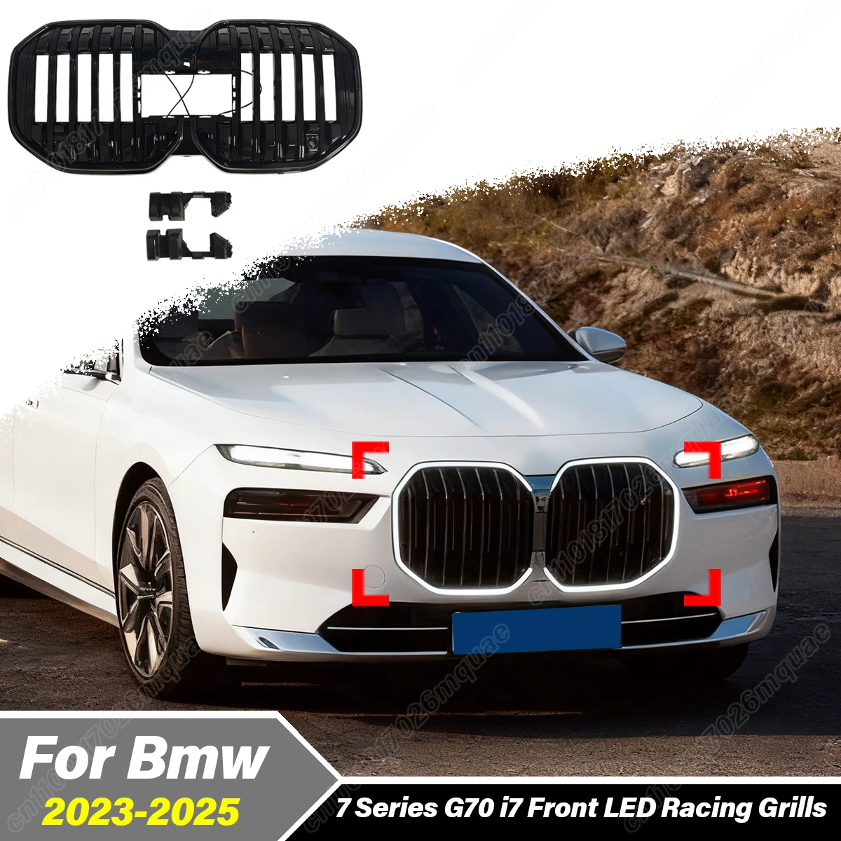 

Для BMW 7 серии G70 I7 2023 2024 2025 автомобильный передний воздухозаборник светодиодная решетка резервуар для воды защитная крышка декоративный комплект кузова
