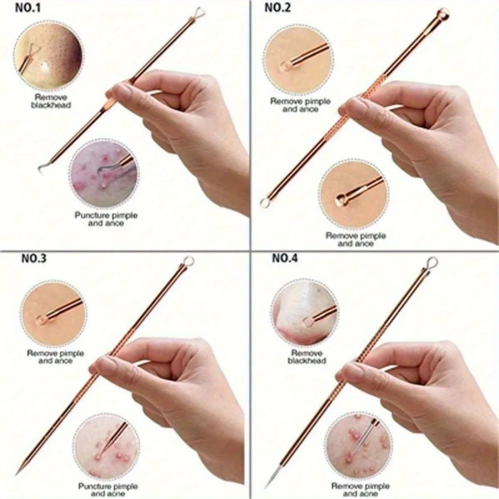 4Pcs Multi Functional Acne Blackhead Remover Kit Stainless Steel Ultra Fine Tweezers Extractor for Facial Skin Care Tools