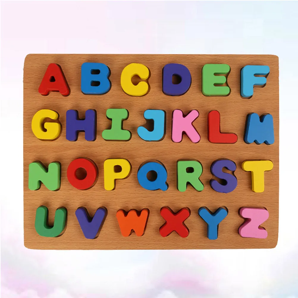 

Деревянная развивающая доска-пазл с 26 заглавными буквами: обучение распознаванию букв, фонетическое восприятие, изучение цветов для детей