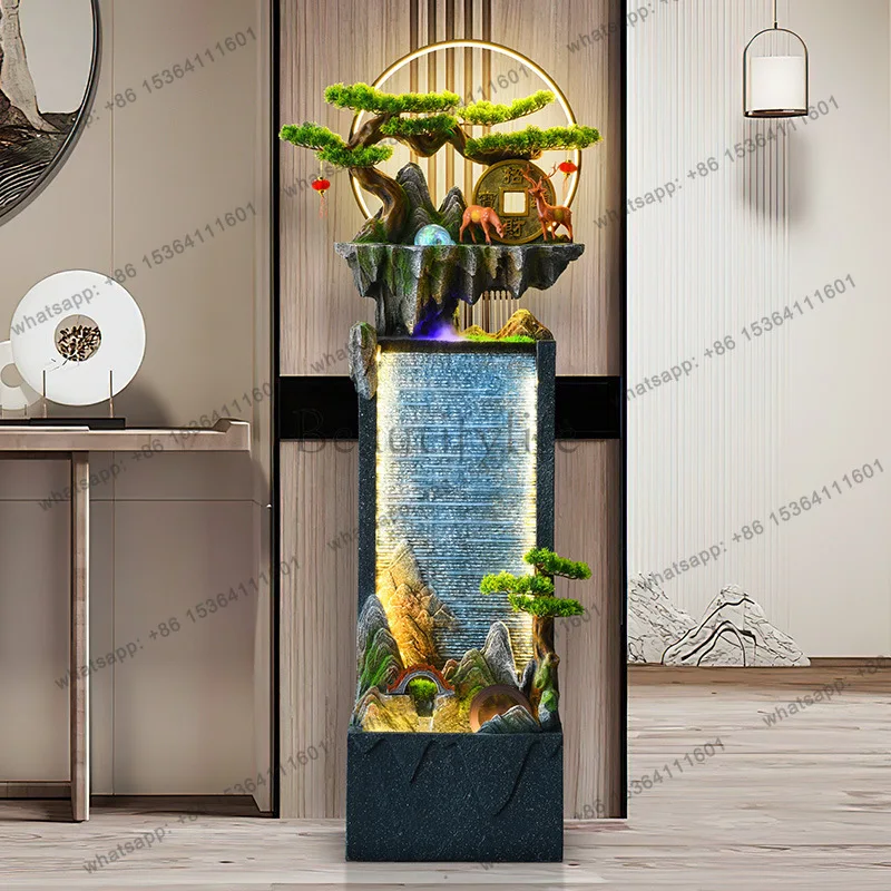 New Chinese-style mountain view water circulation fountain floor ornament living room home decoration