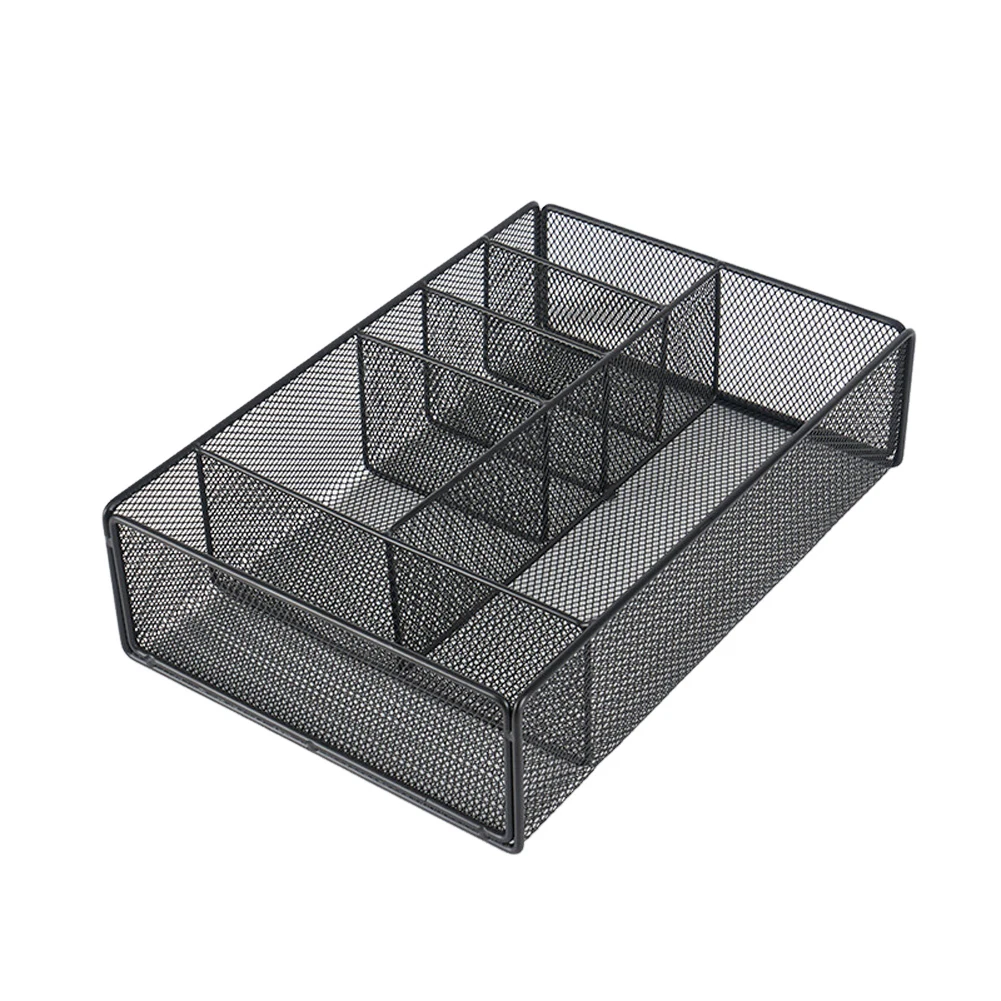 Desk Drawer Organizer, Workspace 6 Compartments Desk Drawer Organizer Tray, Metal Mesh Desk Organizer Storage Tray For Office