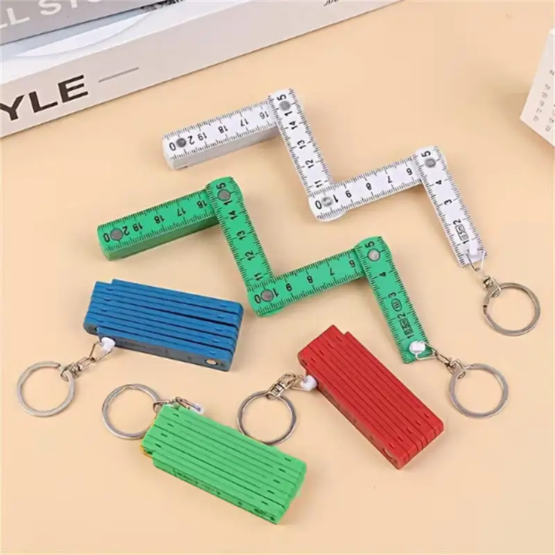 

Creative Portable Keychain 10-Fold Plastic Ruler Foldable Ruler Anti Pinch Double-sided Scale Craft Gift Folding Ruler