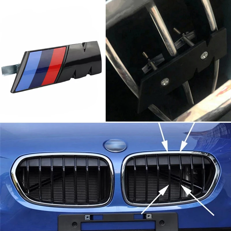 3D M Emblem Car Front Grille Badge Accessories For BMW M E46 E90 E60 F10 G20 F30 F20 G15 G30 X1 X2 X3 X4 X5 X6 X7 G16 G08 G26