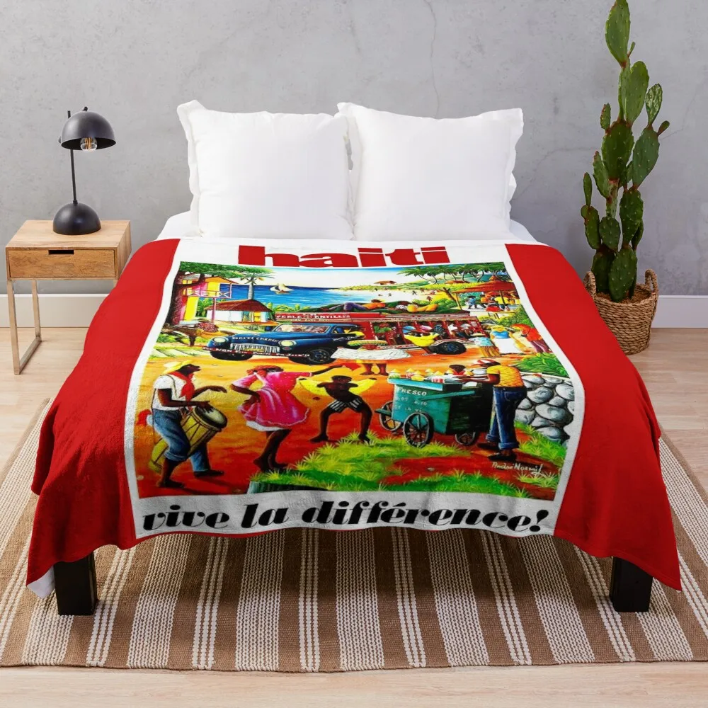 

HAITI : Vintage Travel and Tourism Advertising Print Throw Blanket Nap Baby christmas gifts Blankets