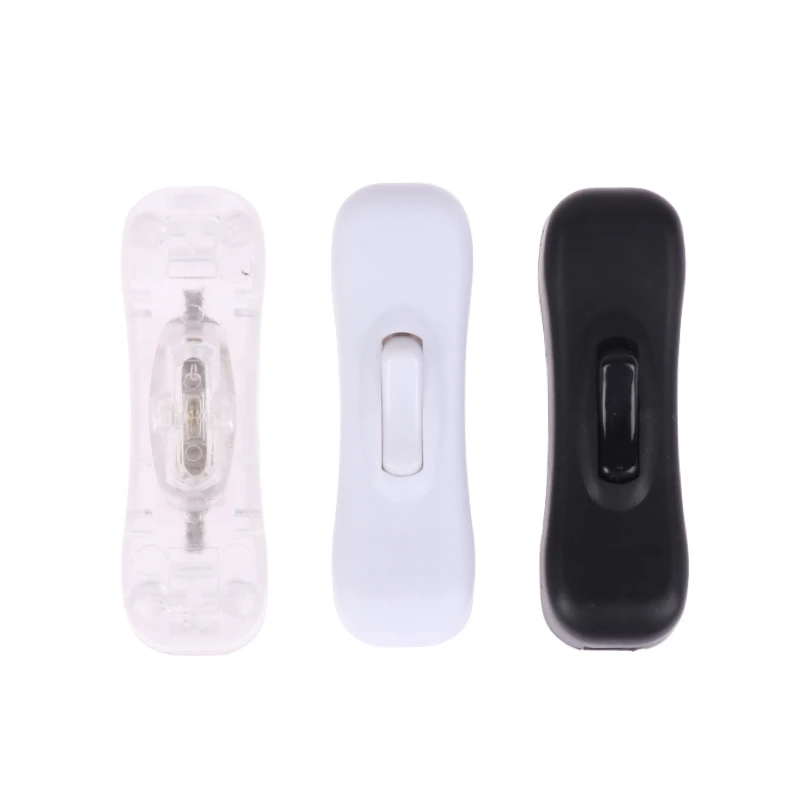 Conector do interruptor do cabo de alimentação AC, On-line e Off Botão, Branco, Preto, Transparente, 220V, Lâmpada LED, Halfway Rocker, 1Pc