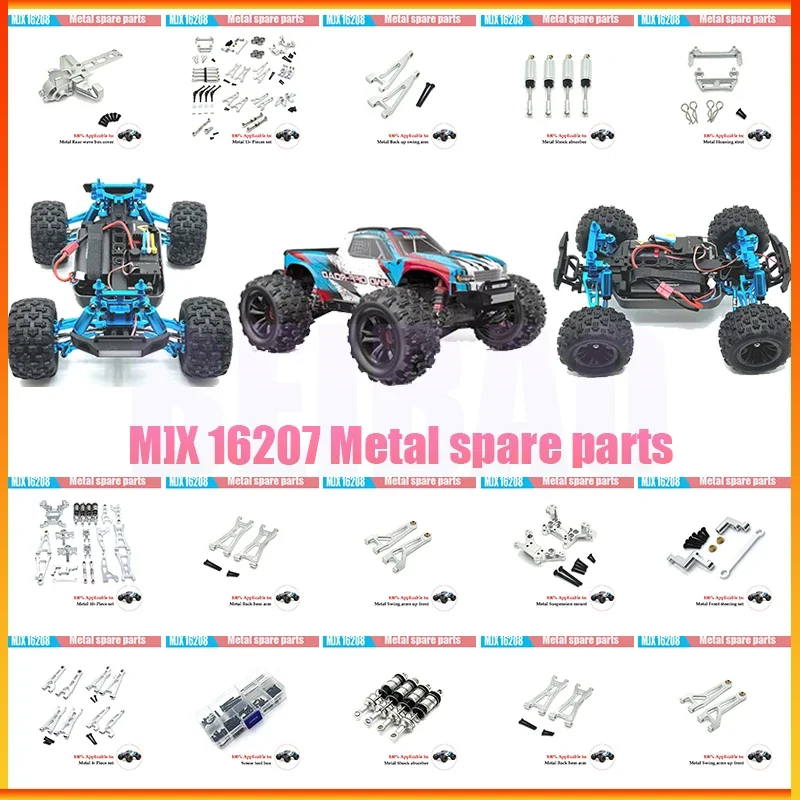 MJX 16207 16208 16209 16210 Metal Front and Rear Suspension Arm Steering Cup Link Rod Set 1/16 RC Car Upgrade Parts Kit