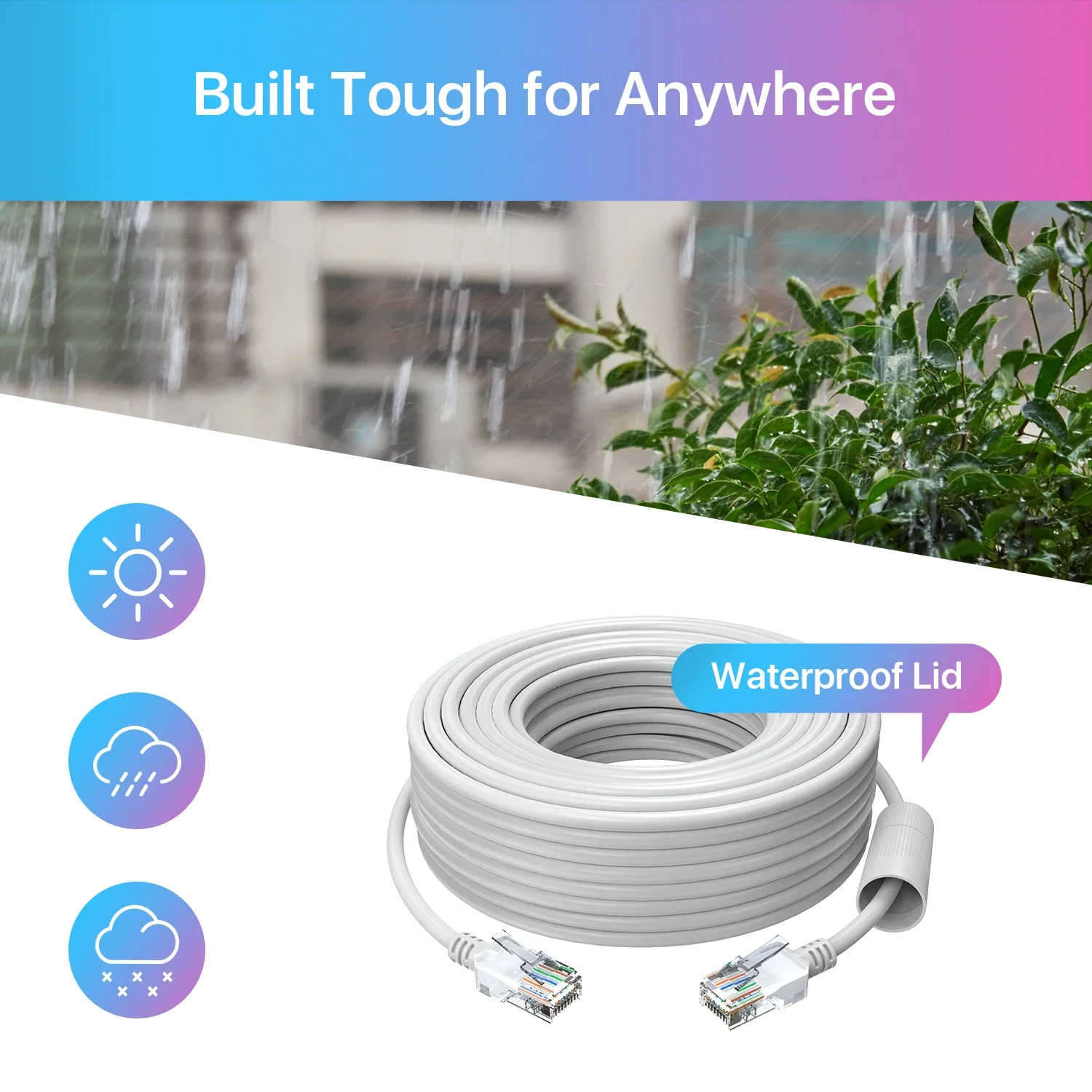 ZOSI Cat5e Ethernet Cable 65/100/150ft White High Speed Network RJ45 Wire Cord for POE Security Cameras System PoE Switch etc