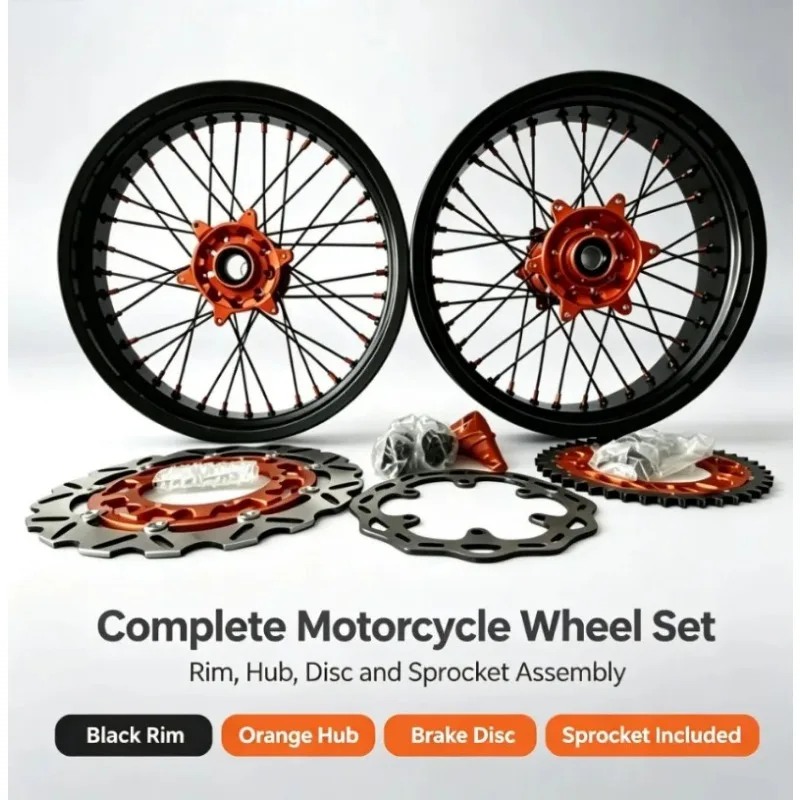 17 Inch Supermotard Wheels Rims Set Fit EXC 2025 Accepted Color Motorcycle Off Road Motorbike Accessory
